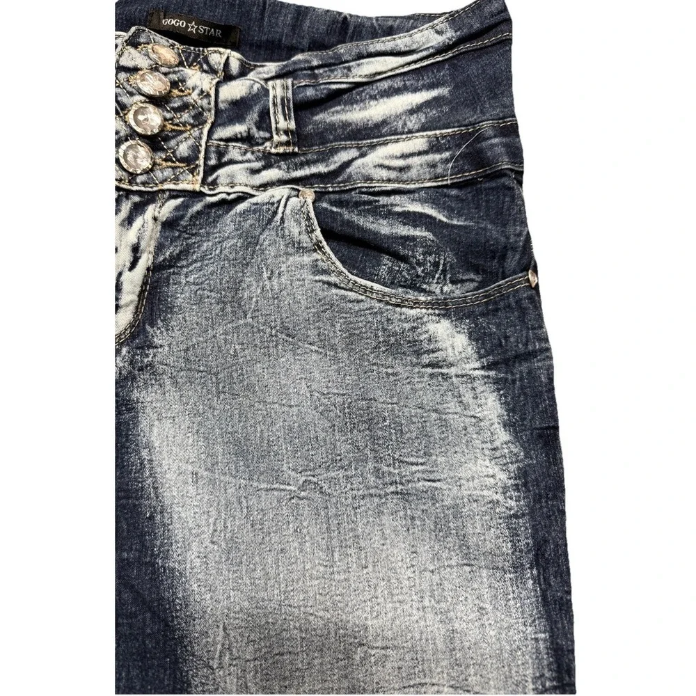 GoGo Star Jeans Womens Size 15 Juniors Blue Denim Skinny Dark Wash Pants Stretch - Picture 5 of 13